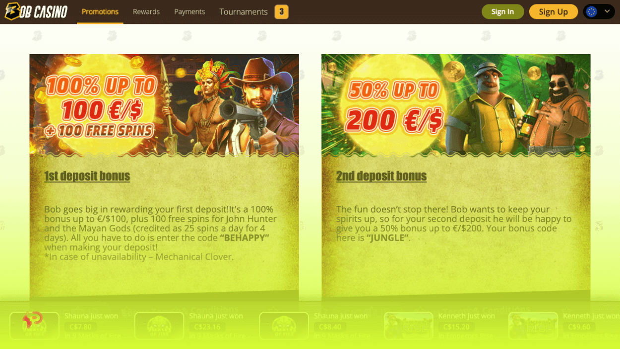 Bob Online Casino Games