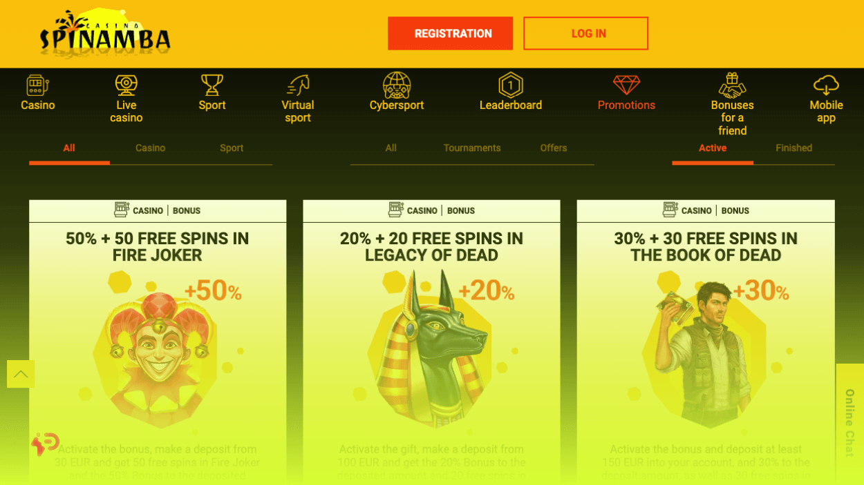 Spinamba Online Casino Games