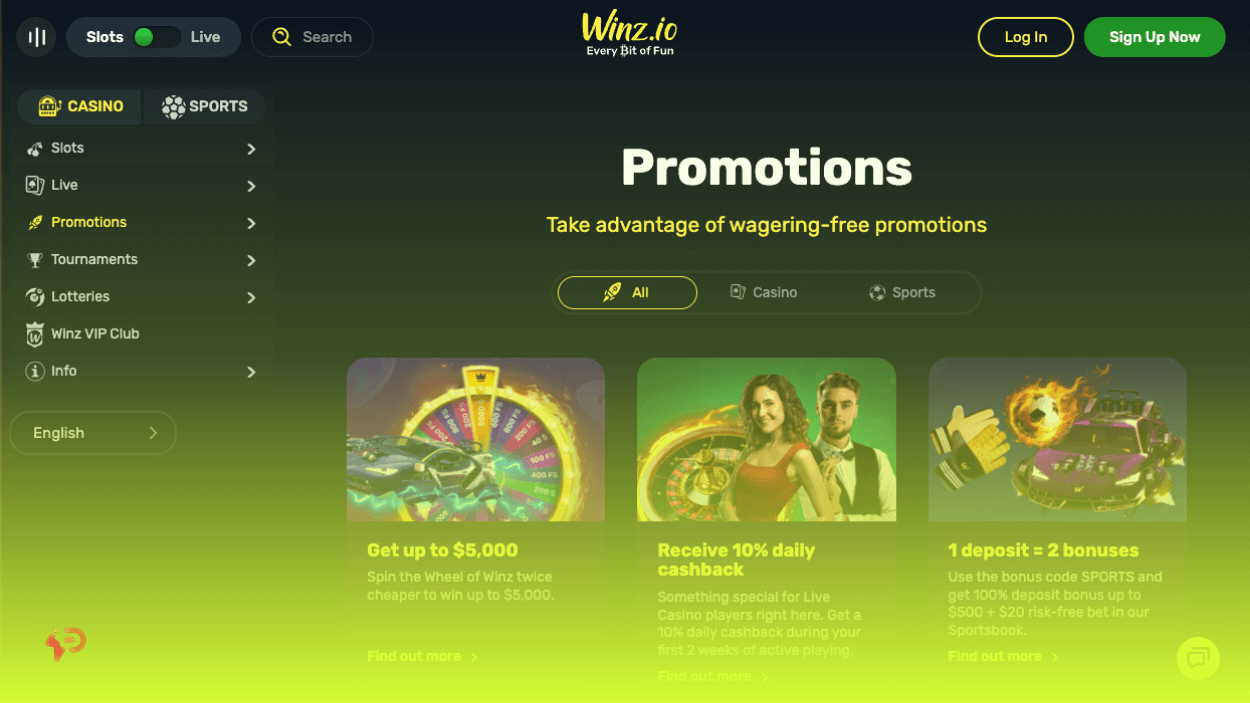 Winz Online Casino Games